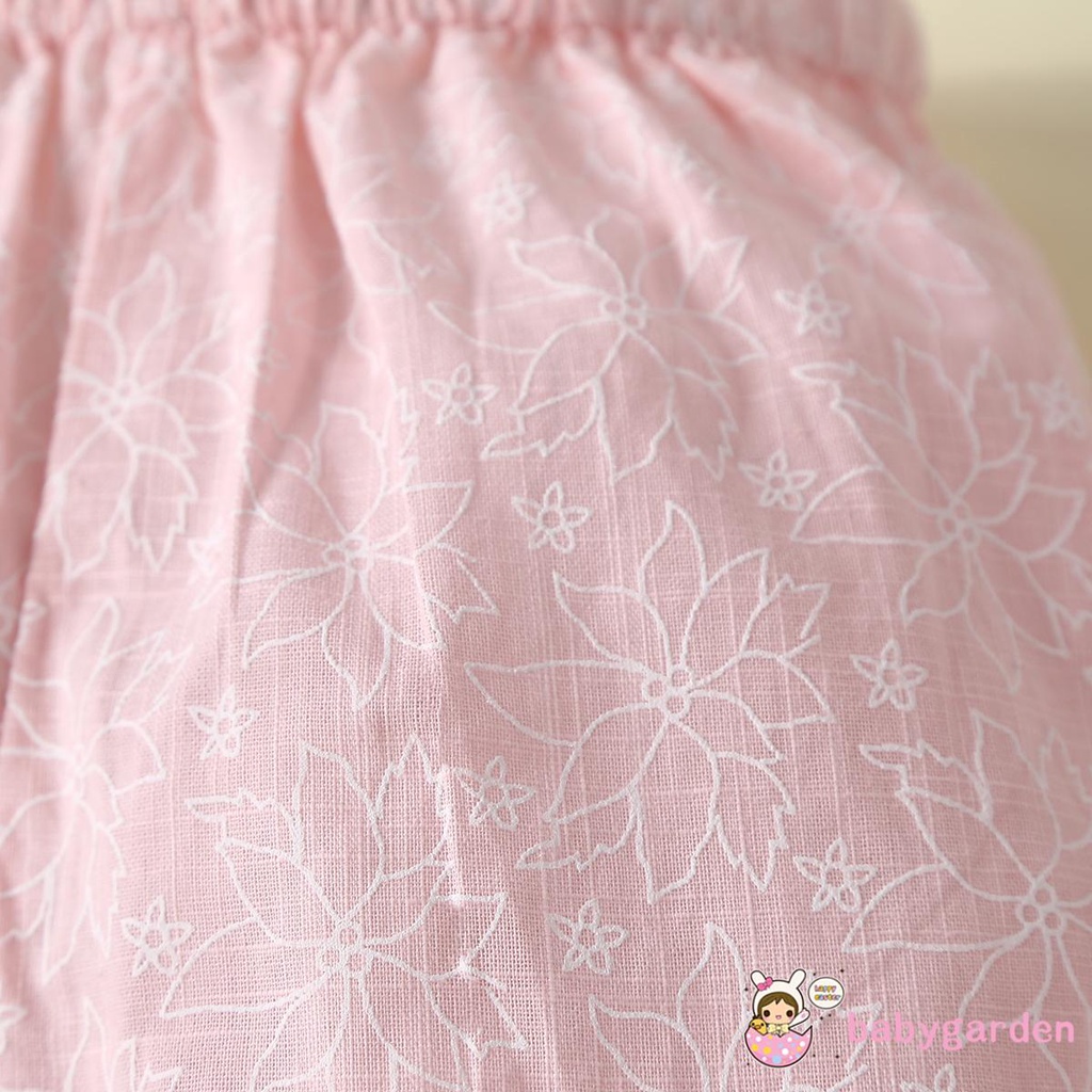 Quần Dài Màu Hồng In Hoa Cho Bé Gái