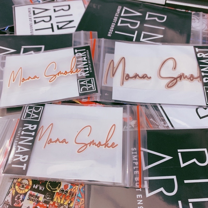 Decal ủi nhiệt Monasmoke | Logo Sticker Patch in áo ủi trực tiếp lên vải - Rinart.vn