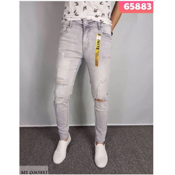 Quần jean nam wash rách gối 65883