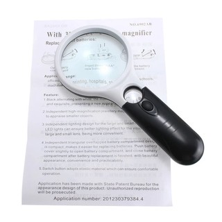 [FREE SHIP => 50K ] Kính lúp cầm tay Magnifier zoom x4 x45 có 3 Đèn Led