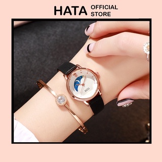 ĐỒNG HỒ NỮ DÂY DA DZG MÂY XANH D266 PHONG CÁCH HÀN QUỐC - Hata24h