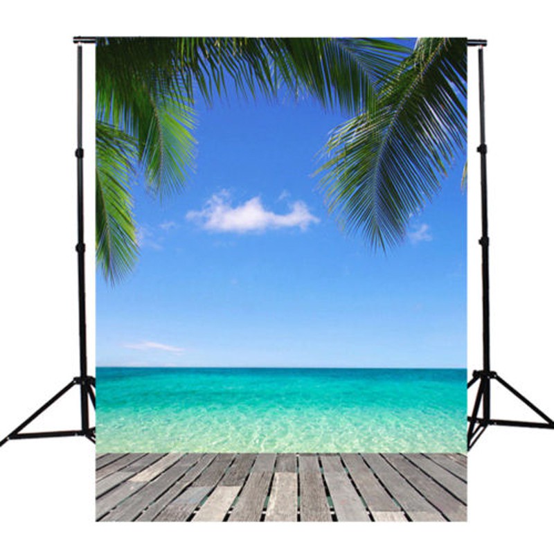 Phông nền chụp ảnh studio hình bầu trời bãi biển mùa hè kích thước 3x5ft