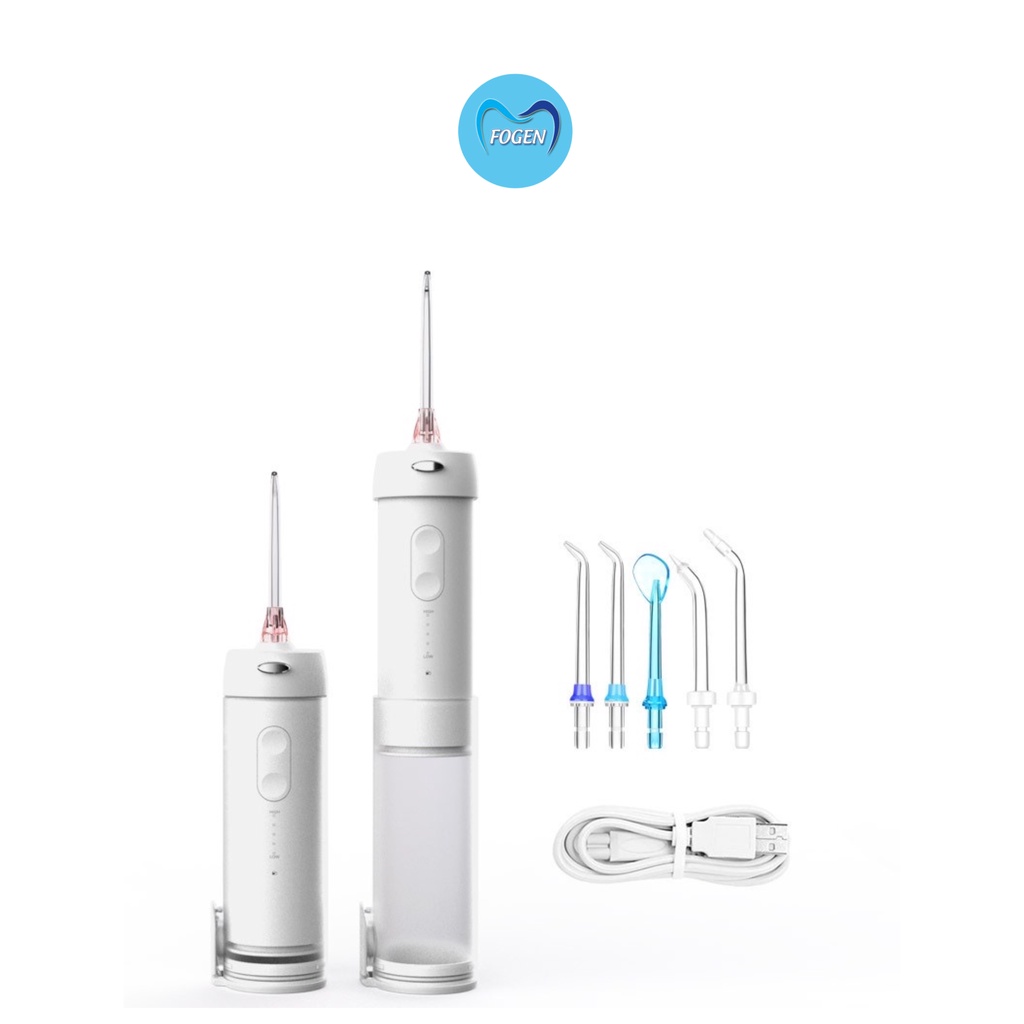 Máy tăm nước cầm tay FOGEN FG04W mini kèm củ sạc, hộp đựng đầu xịt và túi vải cao cấp