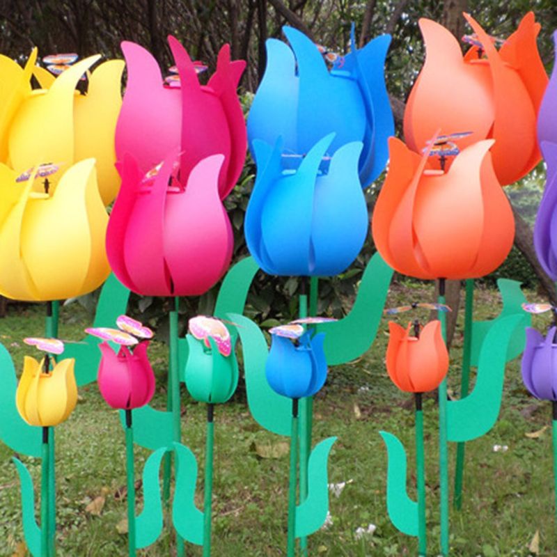 Chong Chóng Gió Hình Hoa Tulip Trang Trí Ban Công Cho Bé