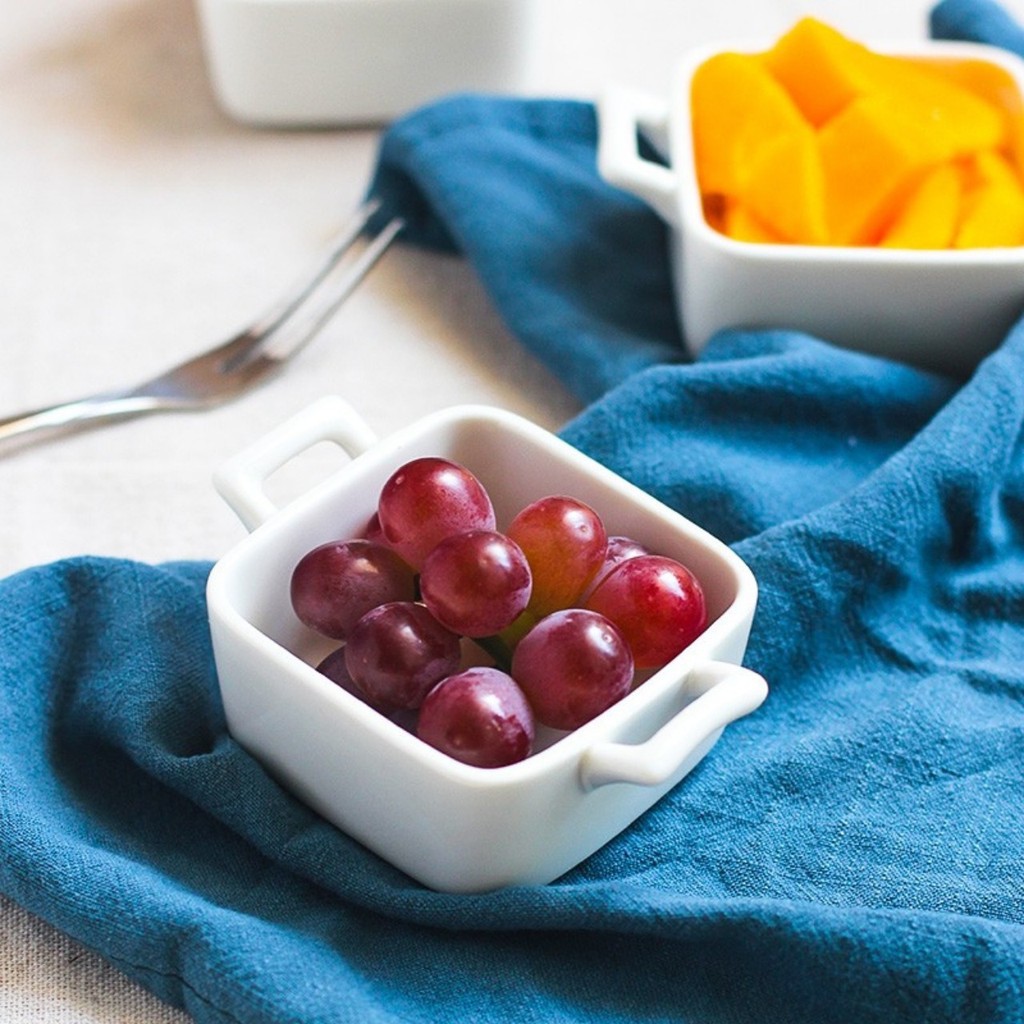 Bát sứ ăn dặm hình vuông 2 tai 90ml