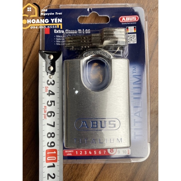 Khóa ABUS 96CSTI/60 thân TITALIUM 60mm, Khóa bấm chống cắt bằng kìm 4 chìa vi tính