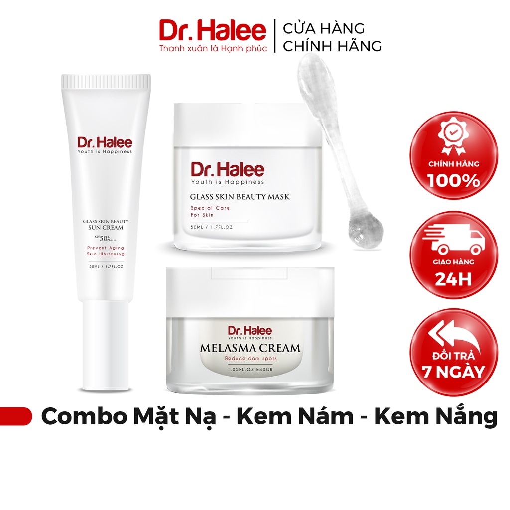 Combo Mặt Nạ Ngủ Dr Halee Mask Peel - Kem Chống Nắng SPF50+ / PA++++ - Kem Nám MELASMA CREAM