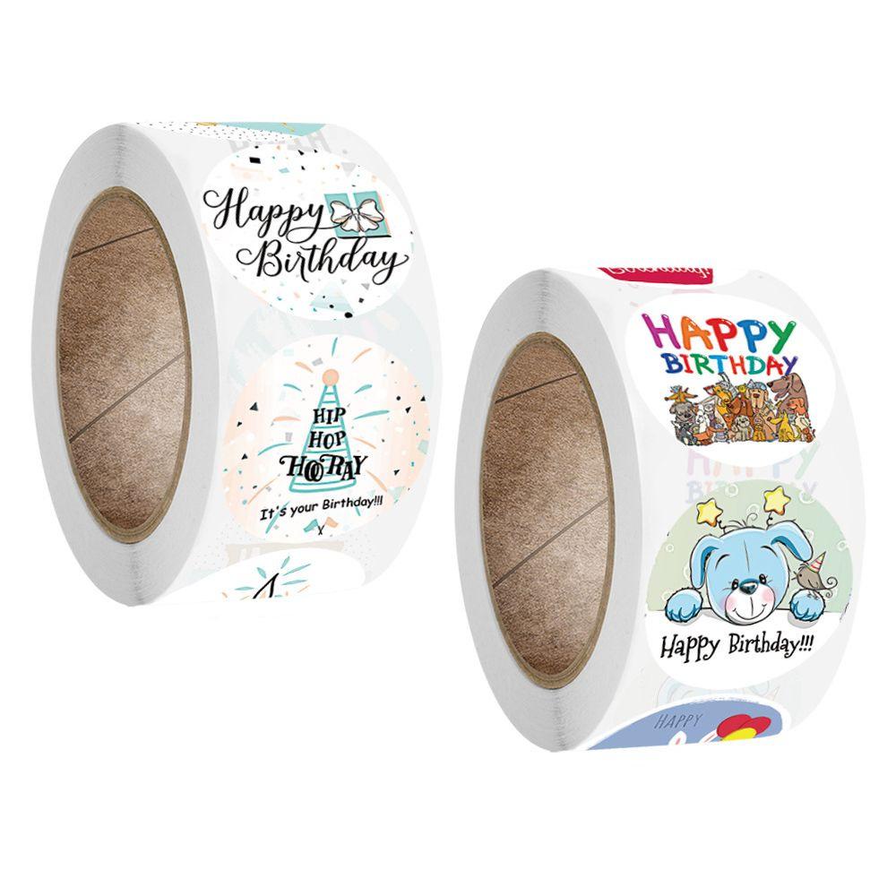 Cuộn 500 Nhãn Dán Trang Trí Bánh Sinh Nhật Tự Dính
