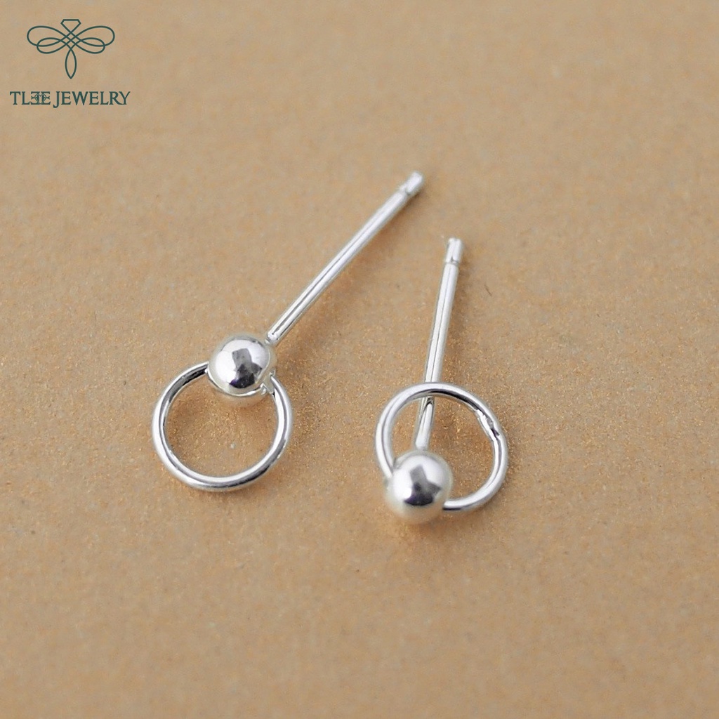 Khuyên tai bạc nữ TLEE tròn bi nhỏ nhắn basic TleeJewelry B0211