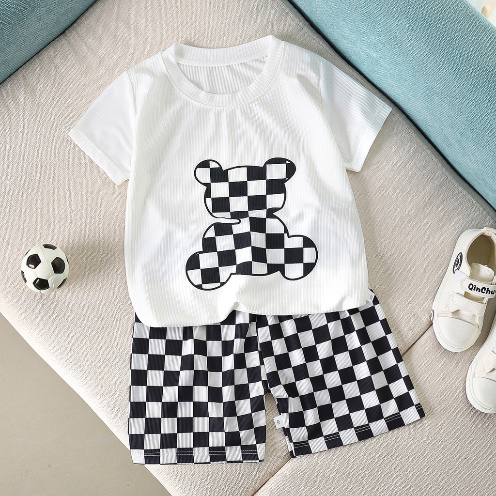 Bộ Đồ Ngủ Ngắn Tay Bằng Lụa Mát Thoải Mái Cho Bé 80-140cm