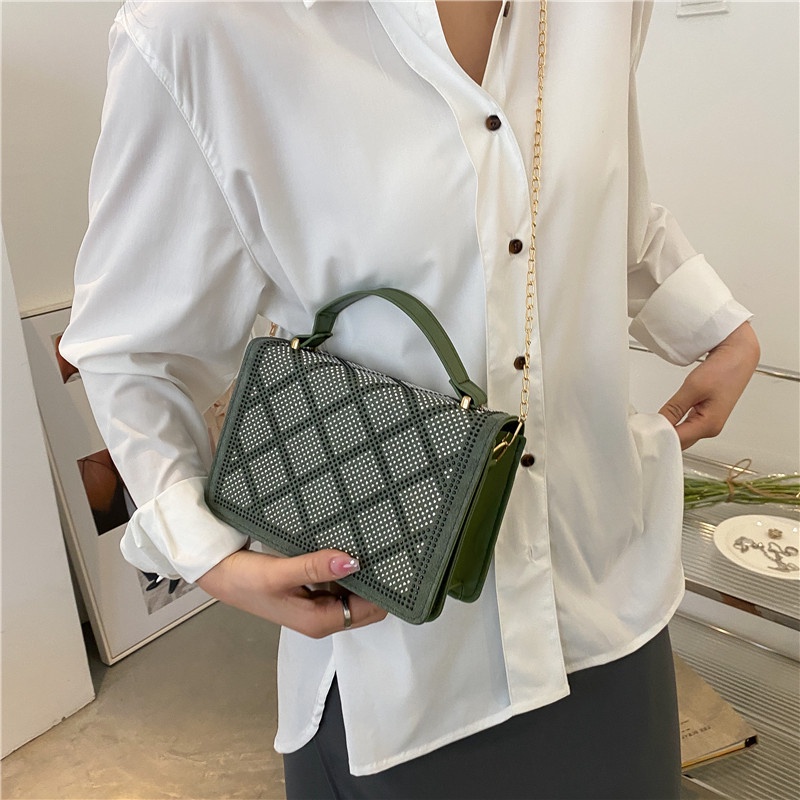 Túi Đeo JASMIN NOIR Chéo Vai Đính Kim Cương Giả Họa Tiết Kẻ Ô Cho Nữ