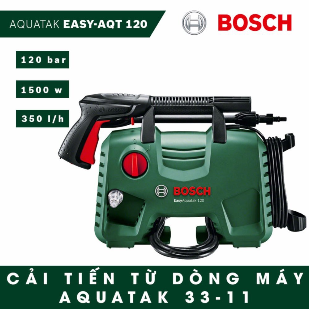 (Hàng chính hãng) Máy xịt rửa cao áp BOSCH AQT 120 + Quà tặng áo mưa