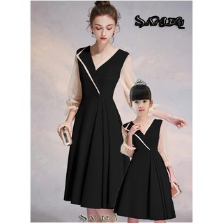 [Mẹ và bé] Set Đầm vest ĐEN cao cấp thiết kế sang trọng, nổi bật độc quyền nhà SAHULU