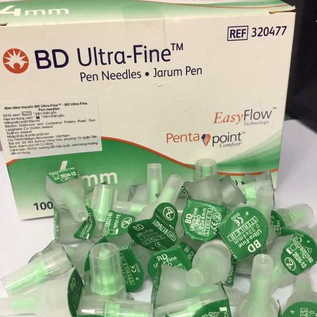 Đầu kim tiêm Insulin BD 4mm, chuyên dùng cho các bút tiêm Insulin. Hàng chính hãng.