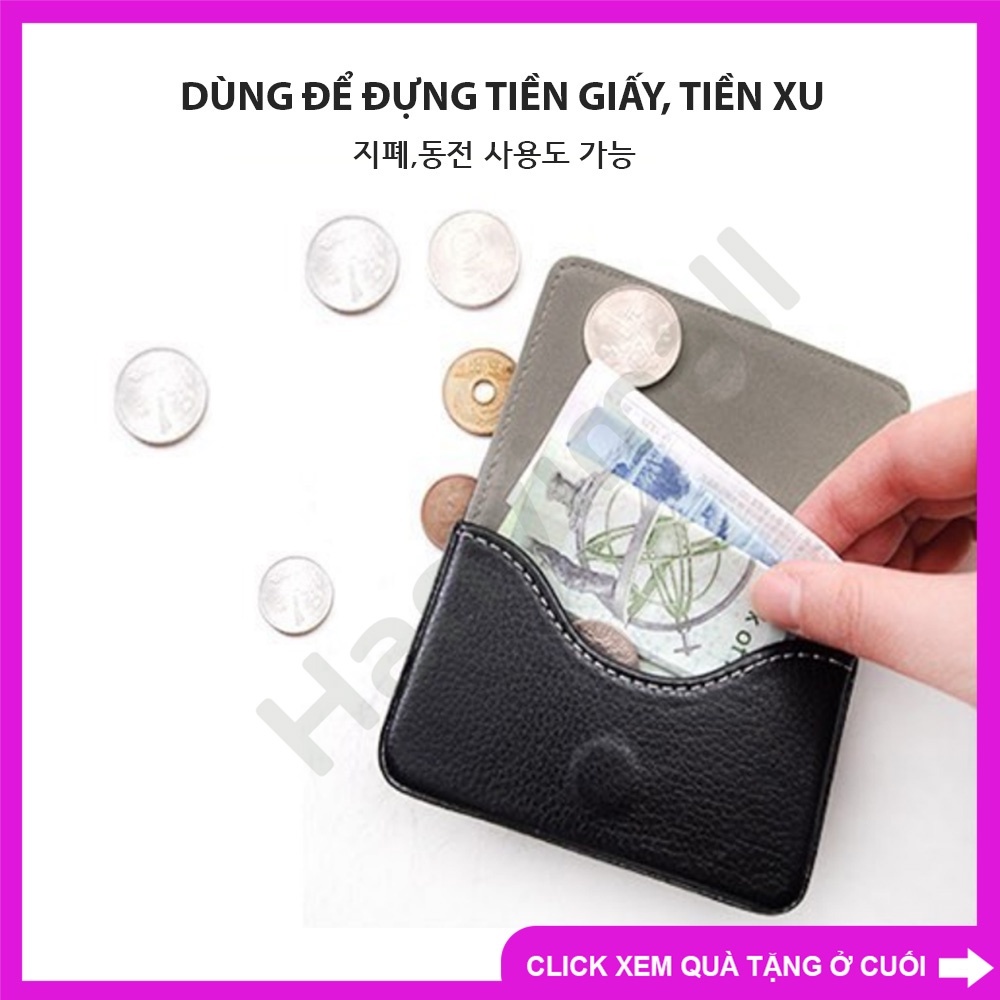 Ví da PU cầm tay thiết kế nắp gập đa dụng ví namecard bằng da sang trọng