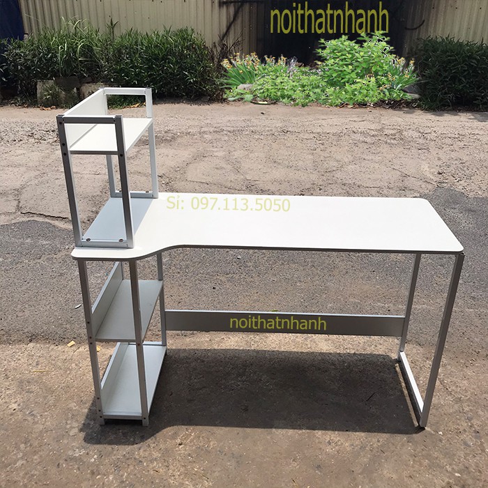 Bàn làm việc kèm giá sách, đã định vị các lỗ lắp ráp nên tháo lắp rất dễ dàng (tặng gương soi gỗ để bàn ) | BigBuy360 - bigbuy360.vn