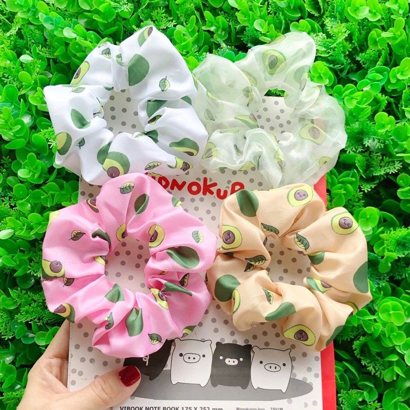 Cột tóc Scrunchies bơ ,Phụ kiện tóc buộc tóc trái bơ