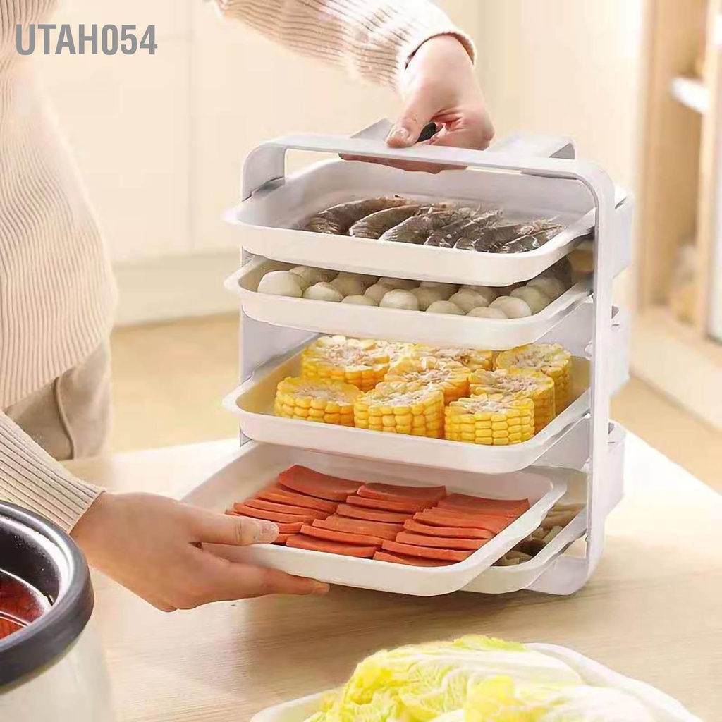 [Hàng Sẵn] Khay Đựng Thức Ăn Nhiều Tầng Đa Năng Gắn Tường - Kệ Đựng Thức Ăn/Rau Củ/Thức ăn lẩu Tiện Dụng nhà bếp 【Utah054】