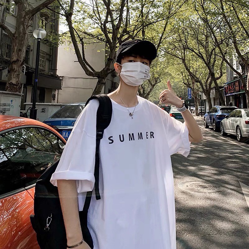 Áo Thun SUMMER - Áo thun tay lỡ form rộng Unisex 38-65kg Nam Nữ
