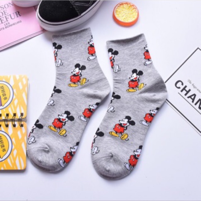 [ MICKEY MOUSE ] Tất Cao Cổ Hàn Quốc - Dễ Mix Đồ - Hoạ Tiết Chuột Mickey Độc Đáo - Tất Unisex Dùng Cho Cả Nam Và Nữ Cute