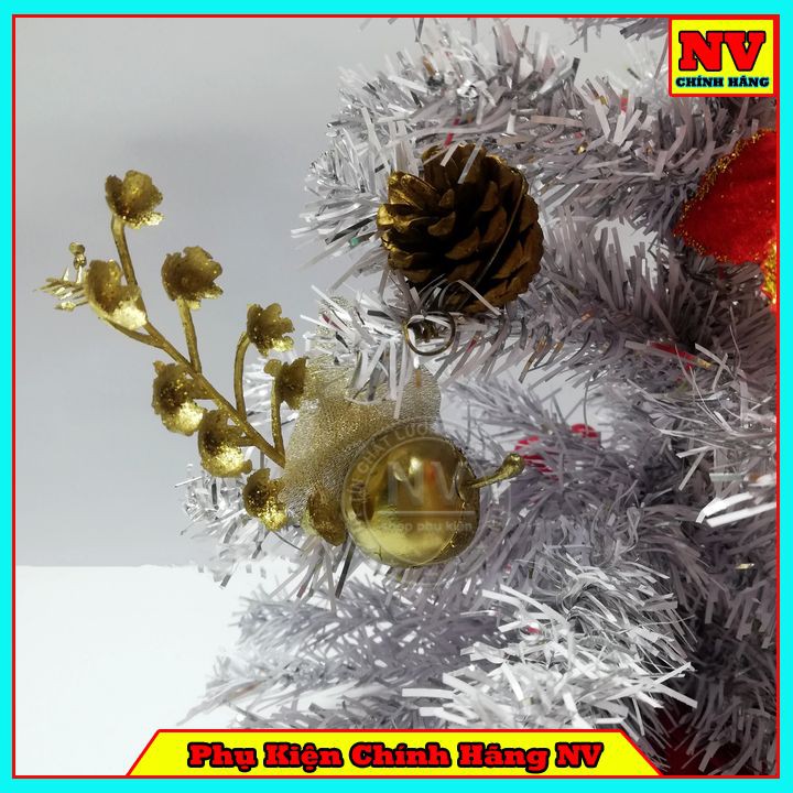 Cây Thông Noel Để Bàn 40Cm Màu Trắng Đế Nhựa Bọc Vải Đỏ