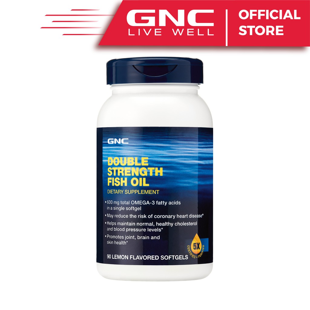 Viên Uống Dầu Cá Omega-3 GNC Double Strength Fish Oil Hương Chanh (90 Viên)