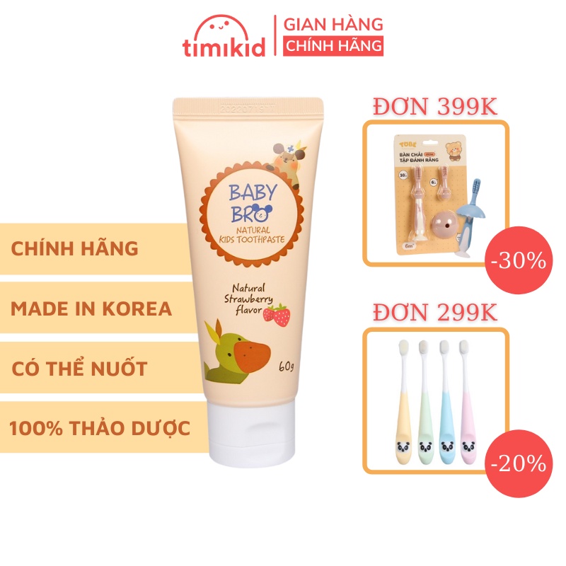 Kem Đánh Răng Cho Bé Nuốt Được Thành Phẩn Hữu Cơ Baby Bro Hàn Quốc Vị Trái Cây