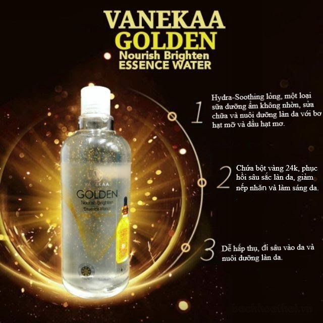 Nước hoa hồng tınh chấţ vàng Vanekaa Golden Nourish Brighten Essence Water