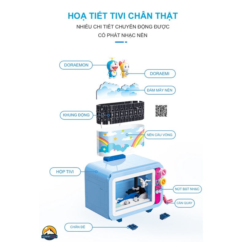 Đồ chơi lắp ráp xếp hình Doraemon Tivi âm nhạc  chính hãng Keeppley