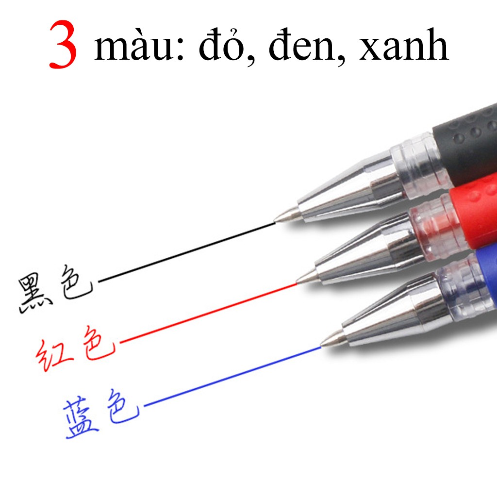 Bút Bi Nước 0.5MM, mực đều nét chữ đẹp, 3 màu XANH, ĐEN, ĐỎ