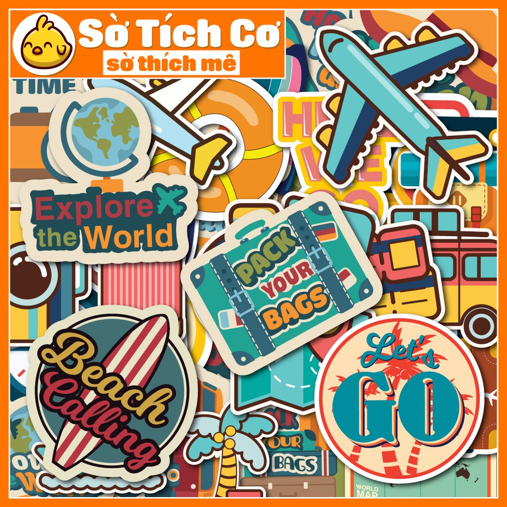 Travel 1 dán điện thoại, laptop, mũ bảo hiểm, guitar, vali MSP: T03