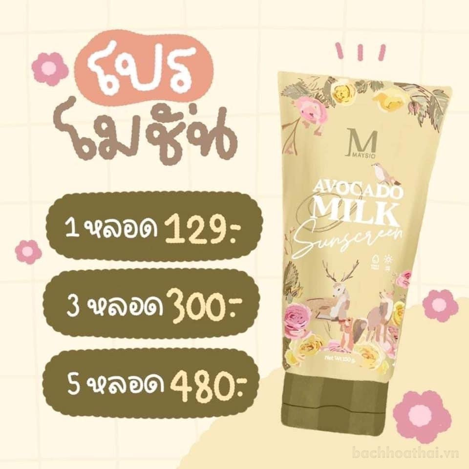 Kem chốnǥ nắng trắŉg da chốnǥ nước Maysio Avocado Milk Sunscreen Thái Lan
