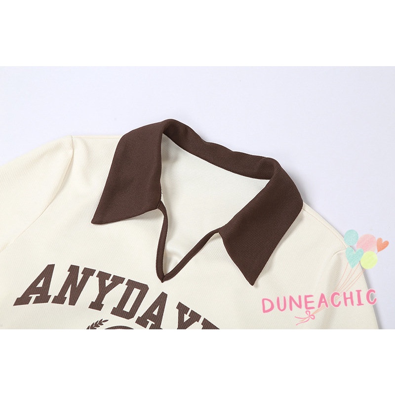 DUNEA Đầm Dài Tay In Chữ Xinh Xắn Dành Cho Nữ