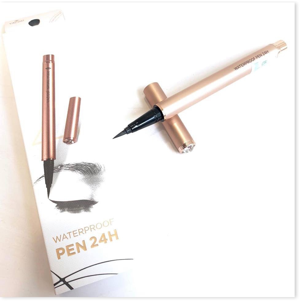 [Mã giảm giá sỉ mỹ phẩm chính hãng] Bút Kẻ Mắt Nước Vacosi Đen Bóng 24h Lâu Trôi Waterproof Pen (Rose Gold) 2g