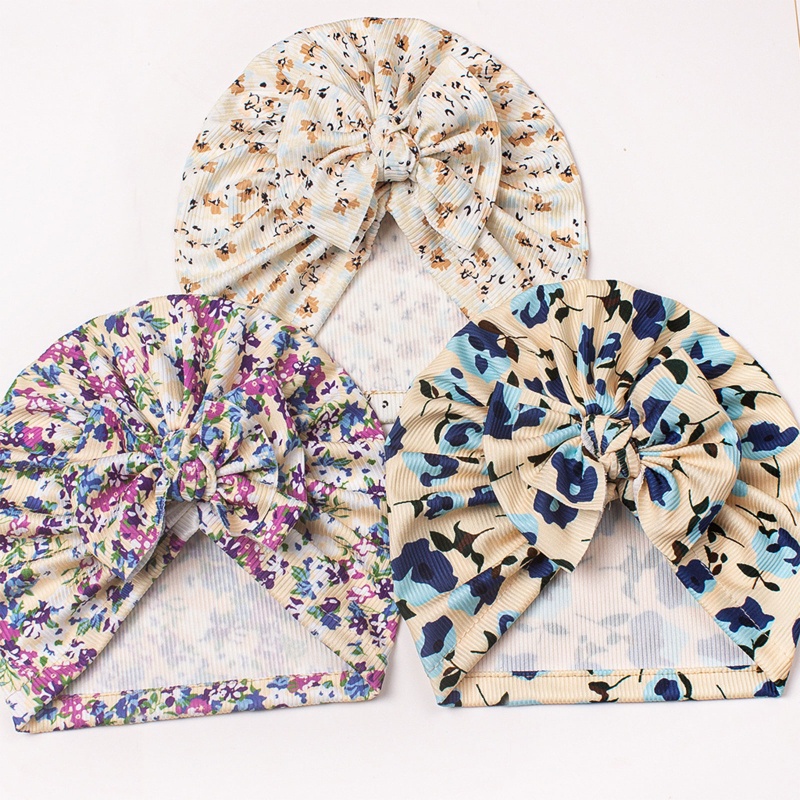 Mũ Turban Thắt Nơ In Họa Tiết Hoa Dành Cho Bé Sơ Sinh