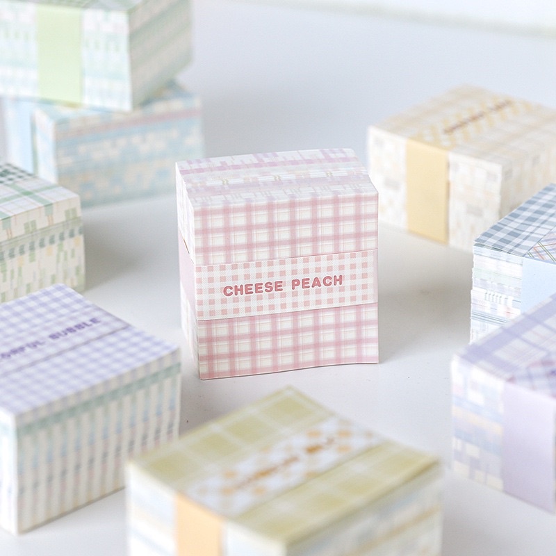 Giấy Note Giấy Ghi Chú 400 Tờ Hoạ Tiết Caro Highteen Màu Pastel Xinh Xắn Mẫu Mới 2002