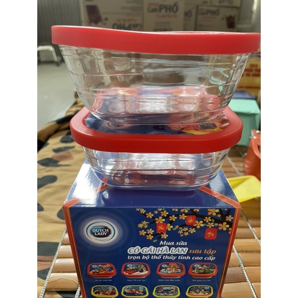 Set 2 thố thuỷ tinh vuông đựng thực phẩm