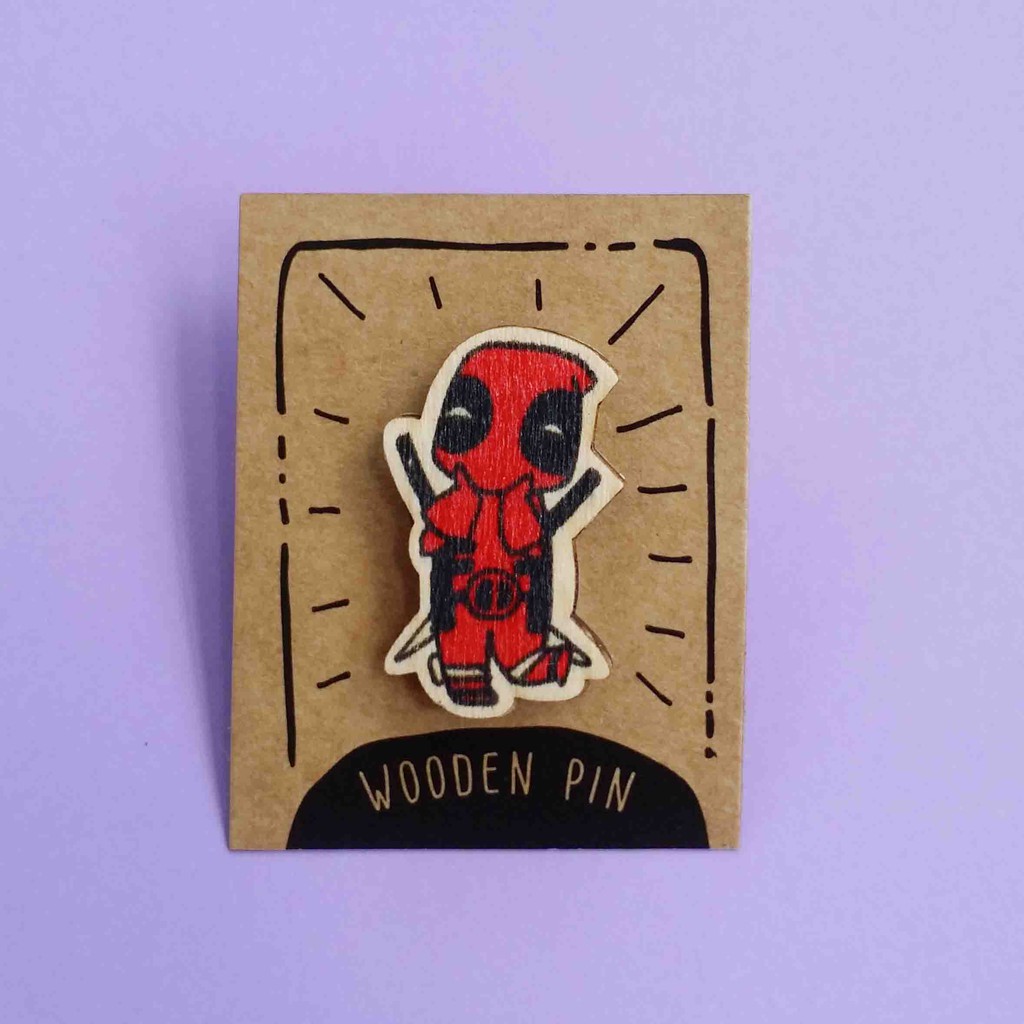 Huy Hiệu Cài Áo Gỗ Deadpool PN003