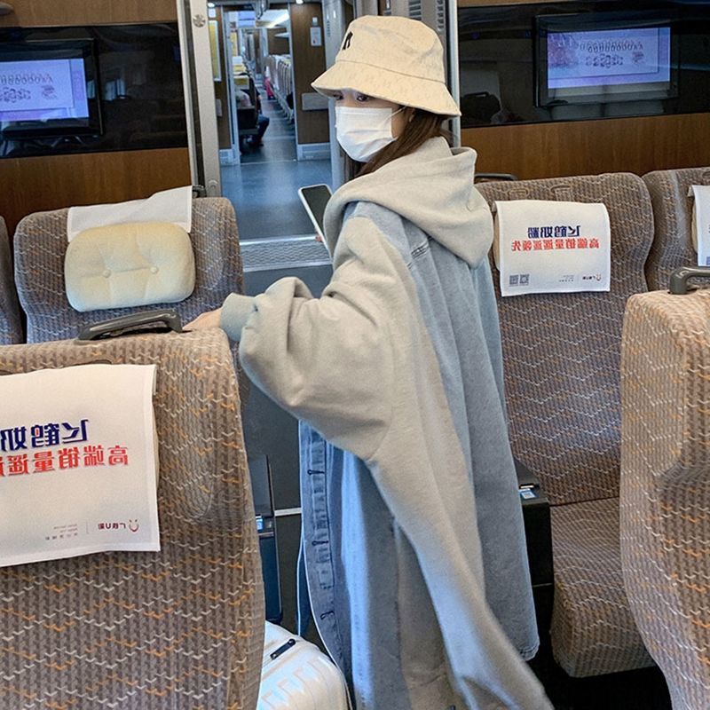 Áo Khoác Denim Có Mũ Trùm Đầu Phong Cách Đường Phố Mùa Xuân Thu Bán Chạy Hợp Thời Trang Cho Nữ