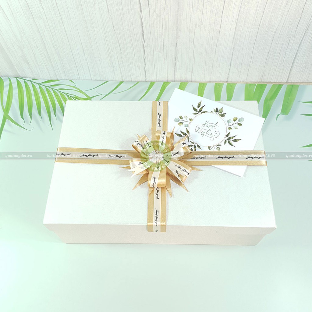 [Tặng thiệp + Giấy rơm] Hộp đựng quà lớn, hộp đựng quà tặng đẹp màu kem 30x20x10 - HQ03
