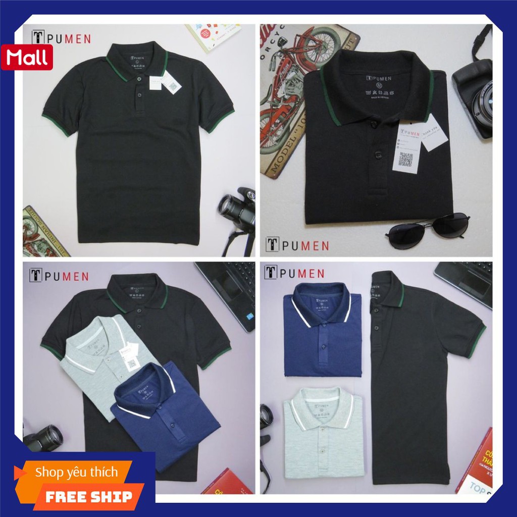 Áo Polo nam cao cấp Đen line xanh | BigBuy360 - bigbuy360.vn