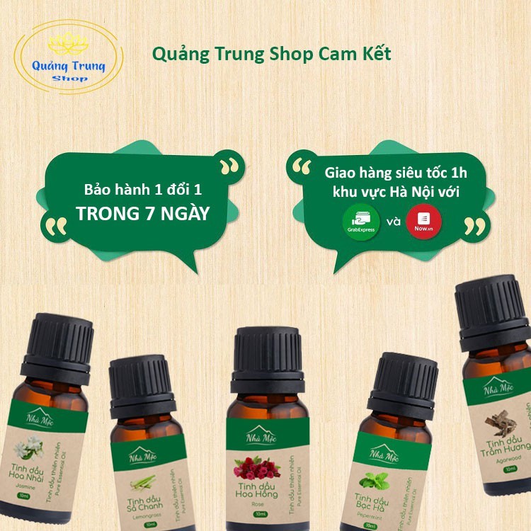 Tinh dầu thiên nhiên Nhà Mộc nguyên chất lọ 10ml, nhiều mùi thơm phòng, đuổi muỗi giúp bạn thư giãn mỗi ngày