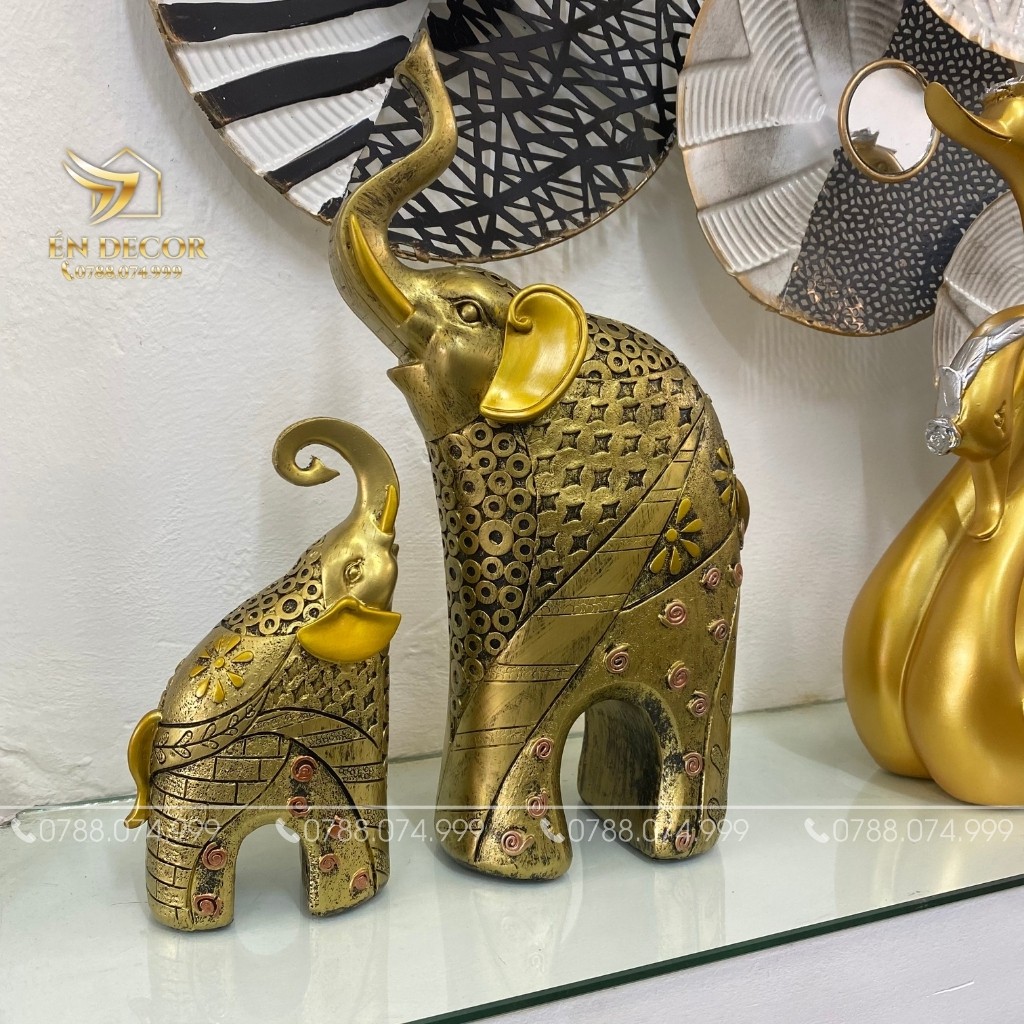 Tượng Voi Trang Trí Tủ Kệ, Trang Trí Nhà Cửa, Én Decor