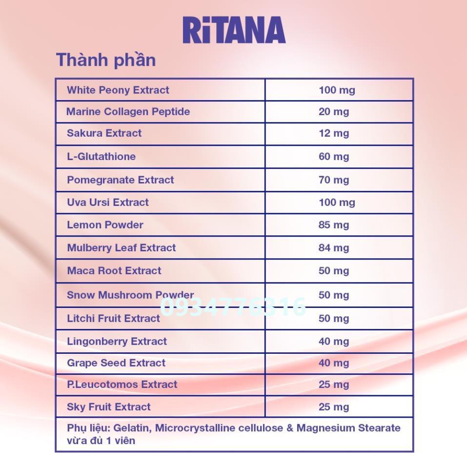Viên uống RITANA trắng da mờ sạm nám (30 viên)