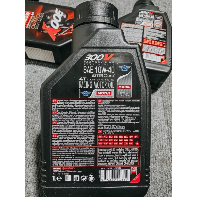 NHỚT MOTUL 300V FACTORY -10W40 -1Lít