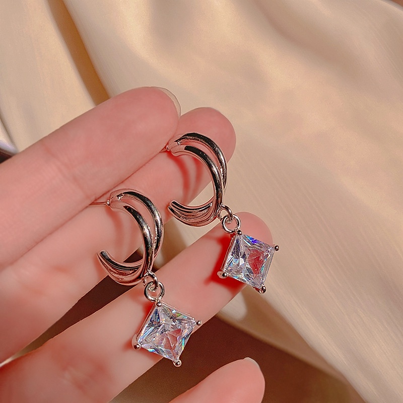 Bông Tai Hình Vuông Đính Đá Zircon Thời Trang Sang Trọng Phong Cách Hàn Quốc 2022