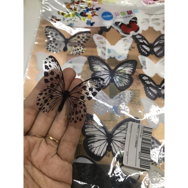 Set 18 sticker dán tường hình bươm bướm 3D dùng trang trí nhà cửa
