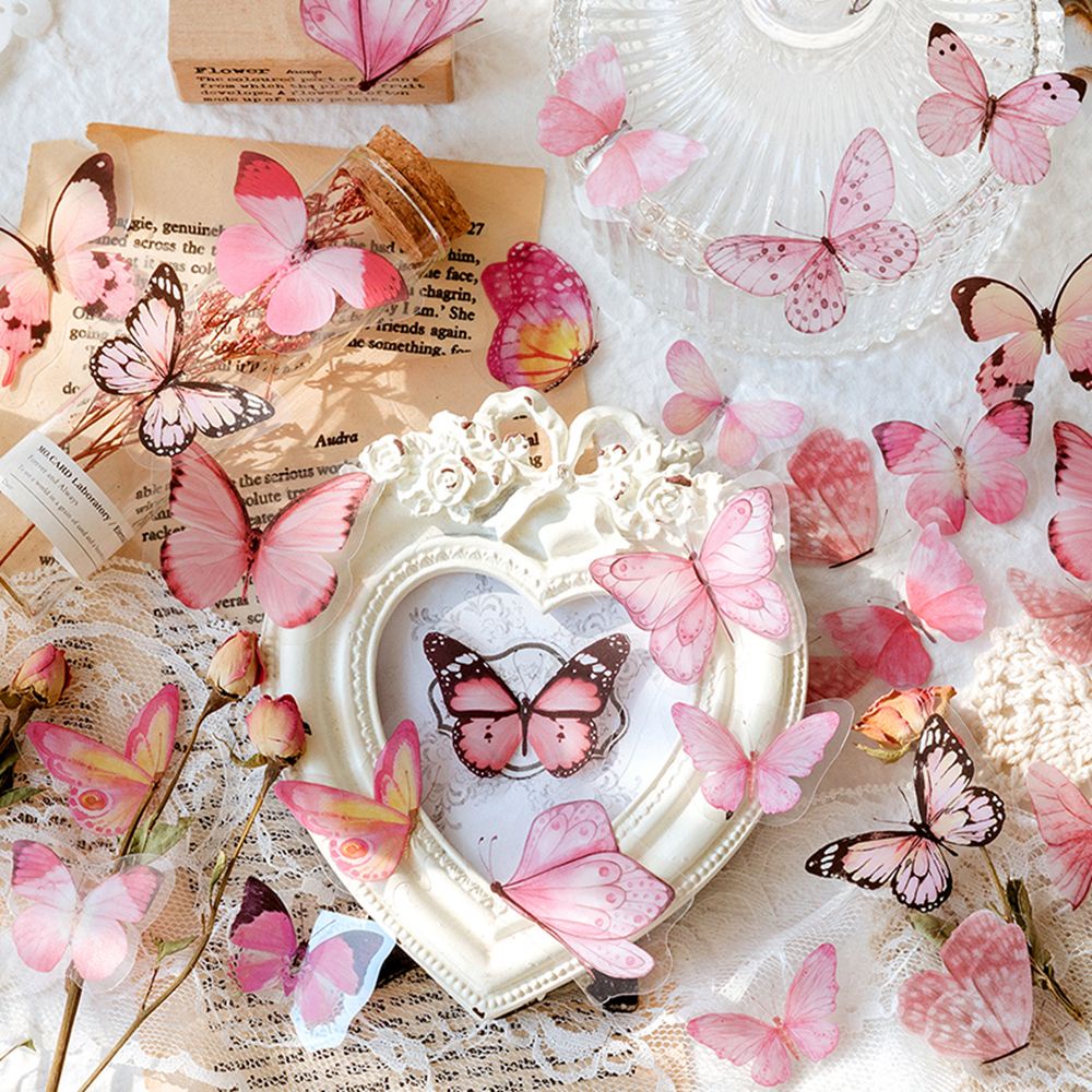 FASHYUNER Set 40 nhãn dán hình bướm phong cách cổ điển chống thấm nước trang trí sổ tay / nhật ký DIY