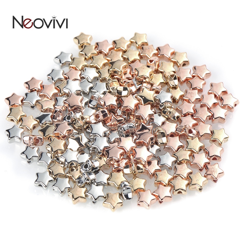 Bộ 50 Hạt Xâu Chuỗi Hình Ngôi Sao 6mm Tự Làm Trang Sức Tiện Lợi