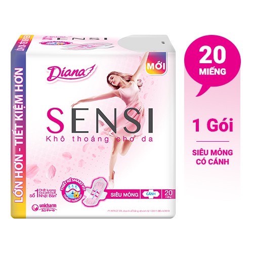 Băng vệ sinh Diana Sensi Siêu mỏng cánh 20 miếng/gói